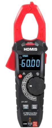 Alicate Volt-Amperímetro Profissional 600A AC/DC TRMS INRUSH Faixa 100V - HOMIS 401