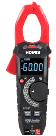Alicate Volt-Amperímetro Profissional 600A AC/DC TRMS INRUSH Faixa 100V - HOMIS 401