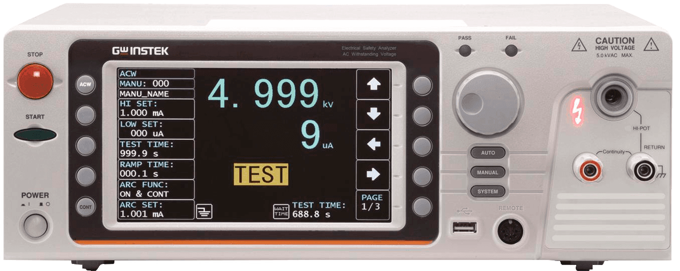 Analisador de Segurança Elétrica HIPOT AC 200VA AC/DC/IR - GPT-12003 - HOMIS - GW Instek