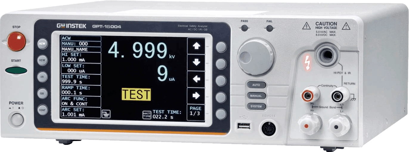 Analisador de Segurança Elétrica HIPOT AC 500VA AC/DC/IR/GB - GPT-15004 - HOMIS - GW Instek