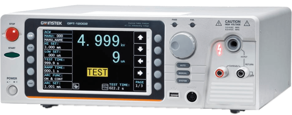 Hipot Analisador de Segurança Elétrica de Tensão Suportável AC 200VA AC/DC - GPT-12002 - HOMIS - GW Instek