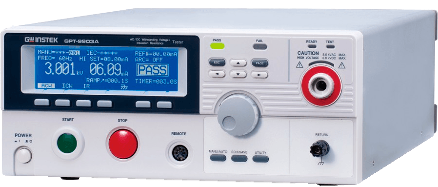 HIPOT PARA TESTES DE RUPTURA AC/DC (500VA/100W) E ISOLAÇÃO - GPT-9903A - GW INSTEK