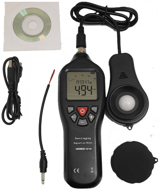 Luxímetro Digital 200.000 Gráfico USB Datalogger - HOMIS 107D - H307-008