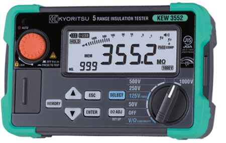 Megômetro Testador de Isolação Digital 1000 C/ Bluetooth - KYORITSU 3552BT - H104-923 HOMIS
