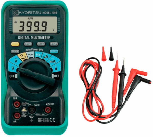 MULTIMETRO DIGITAL AC/DC 600V 10A 100 MICROFARADS 10 MHZ 40MOHMS AUTO RANGE - 1009 -  KYORITSU - H104-165 HOMIS