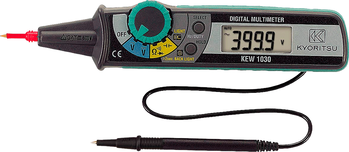 Multímetro Digital Tipo Caneta CAT III 600V AC/DC 200kHz e Até 100F - KYORITSU 1030 - H104-240 HOMIS