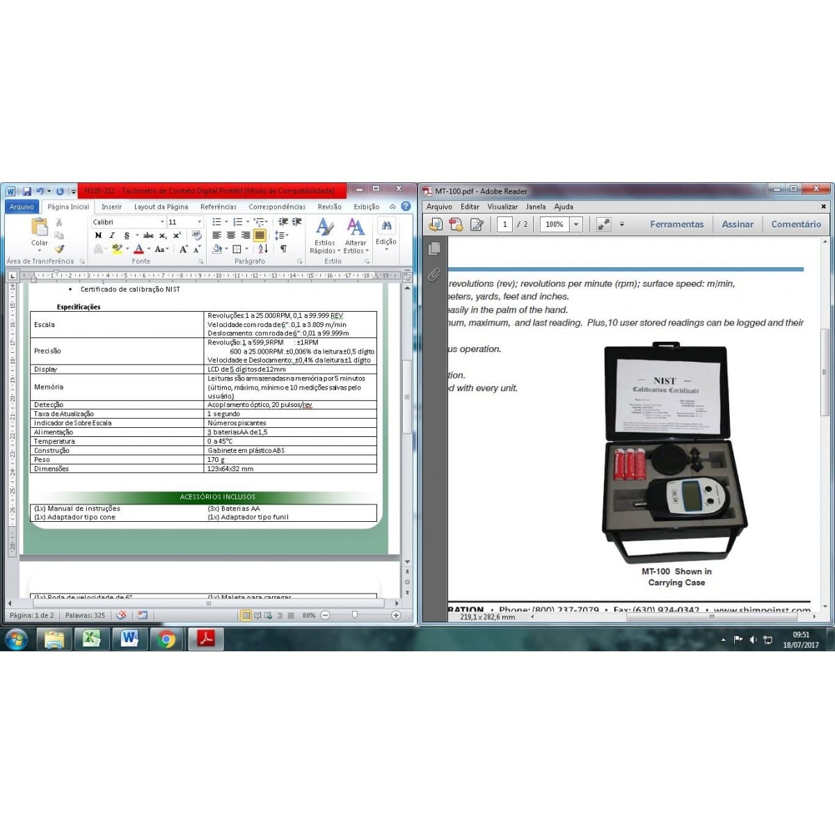 TACÔMETRO DE CONTATO DIGITAL PORTÁTIL - HMT-100 - SHIMPO