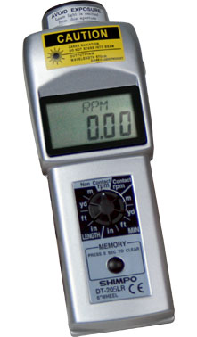 TACÔMETRO DIGITAL PORTÁTIL COM E SEM CONTATO COM RODA DE VELOCIDADE 12" LCD - DT-205LR-S12 - SHIMPO