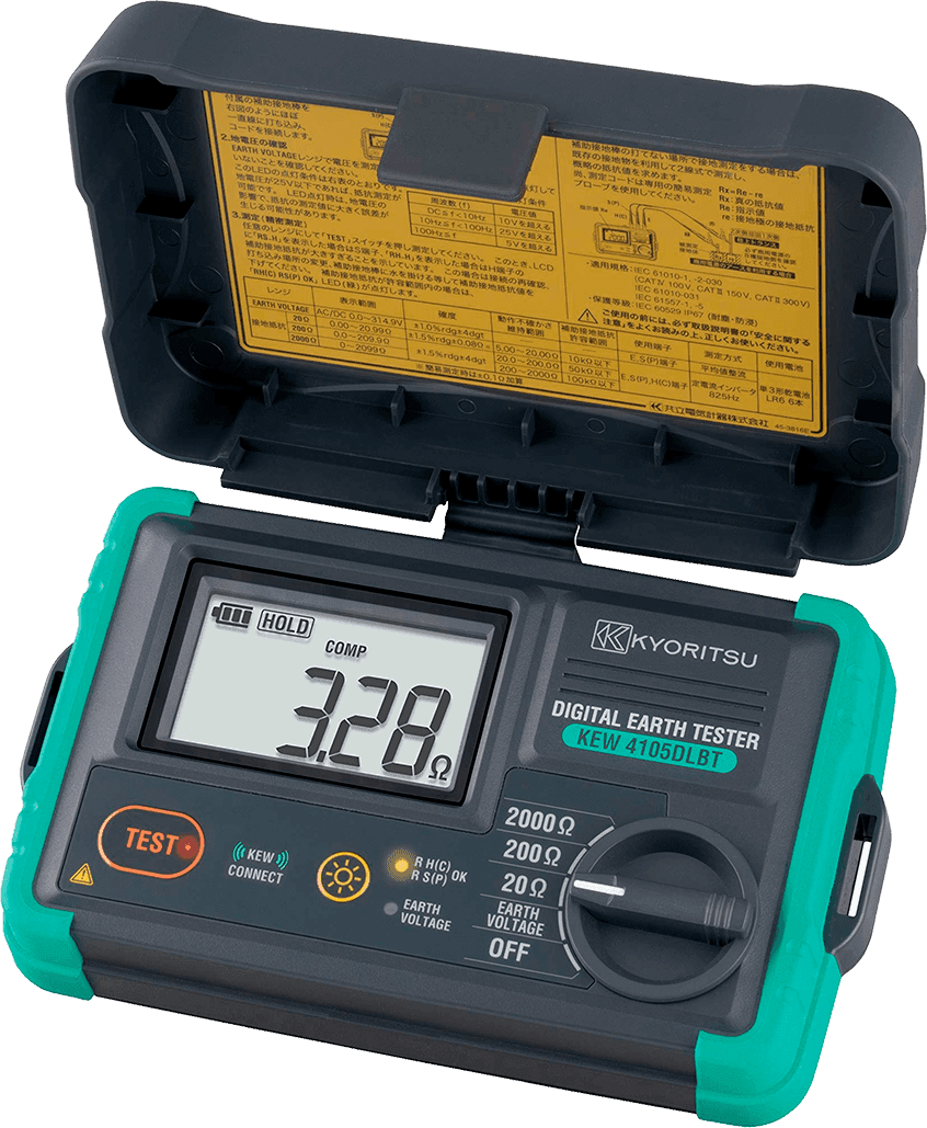 Terrômetro Digital 20/200/2000ohm CAT IV 100V Robusto à Prova de Água e Poeira KYORITSU 4105DL