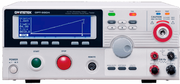 Testador de Tensão Hipot Digital AC 500VA AC/DC Megôhmetro/Tensão/Terrômetro/Resistência GPT-9904 - GW Instek - HOMIS
