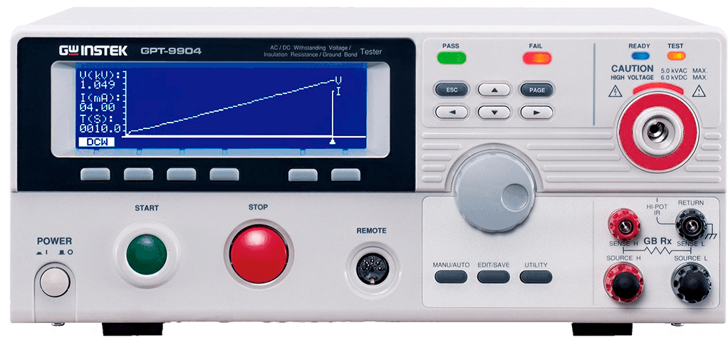 Testador de Tensão Hipot Digital AC 500VA AC/DC Megôhmetro/Tensão/Terrômetro/Resistência GPT-9904 - GW Instek - HOMIS