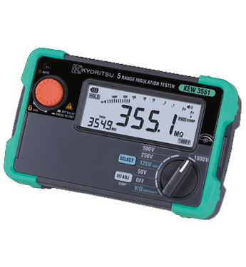 Testador Digital de Isolamento e Continuidade Megômetro de 6 Faixas e Altíssima Rapidez - KYORITSU 3551 - HOMIS H104-539