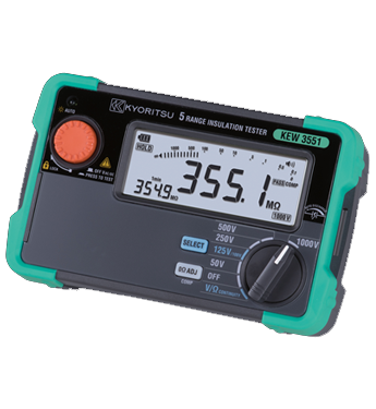 Testador Digital de Isolamento e Continuidade Megômetro de 6 Faixas e Altíssima Rapidez - KYORITSU 3551 - HOMIS H104-539